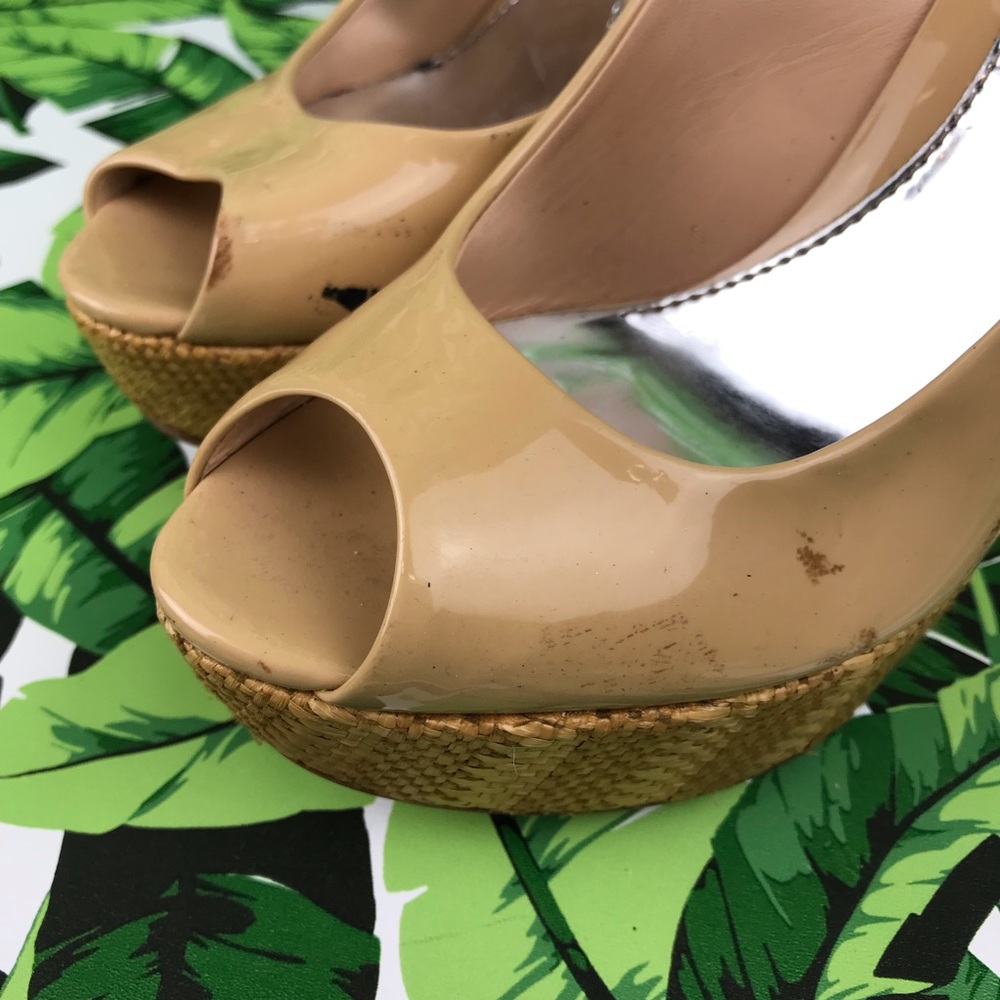 Gucci Vitello Vernice Soft Sable Woven Wedges - Picture 2 of 8